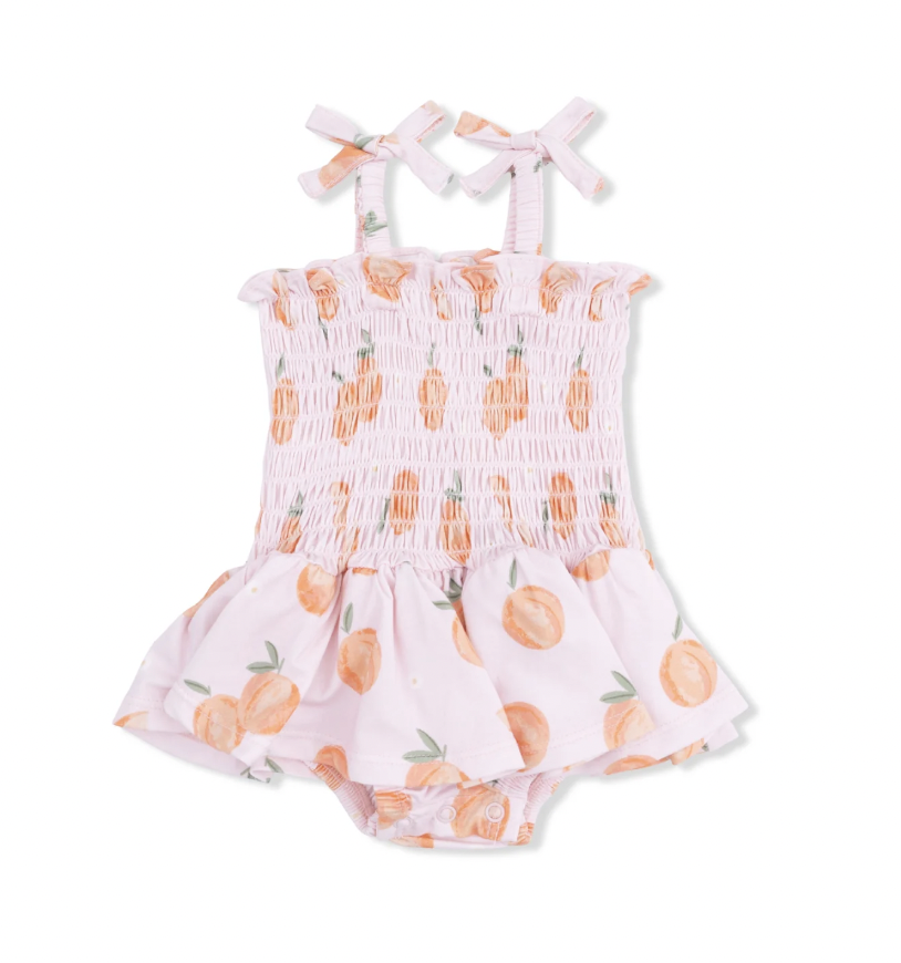 Sweet Peach Smocked Bubble with Skirt