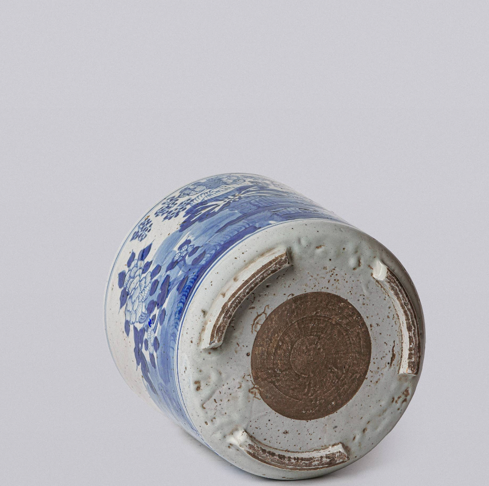 Blue and White Porcelain Four Seasons Footed Cachepot