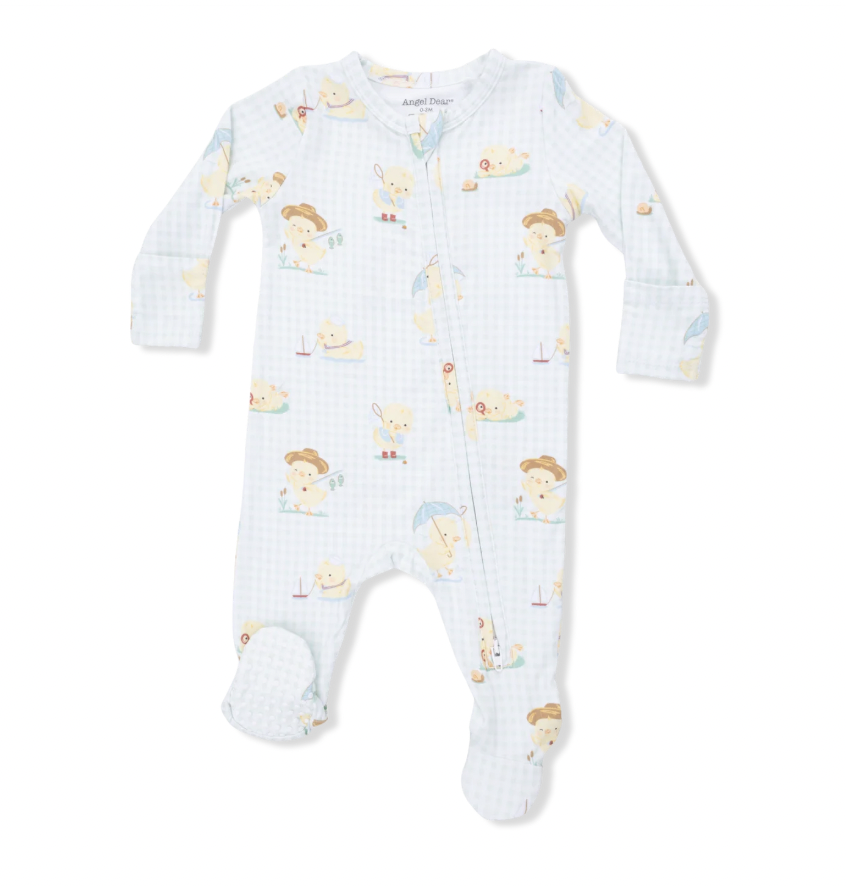 Vintage Green Spring Ducklings Footie