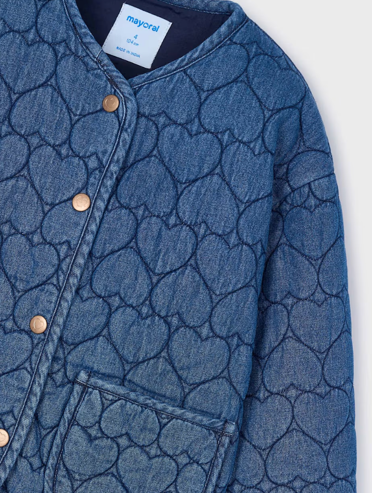 Heart Quilted Denim Jacket