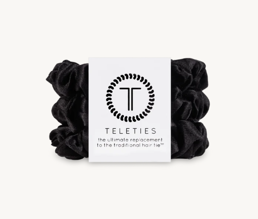 Jet Black Small Silk Scrunchies