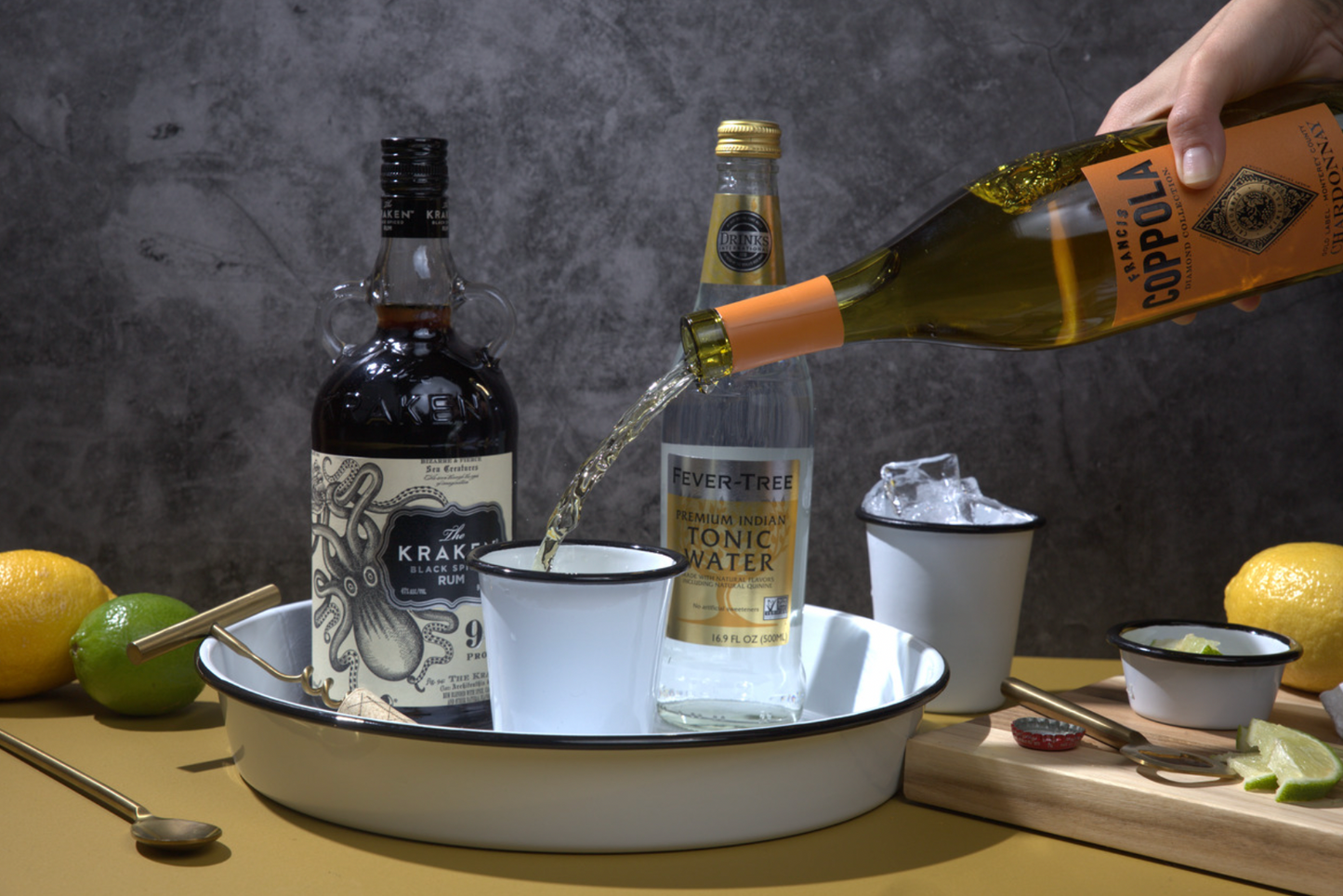 Black Rim Vintage Cocktail Tray/ Deep Dish Pan