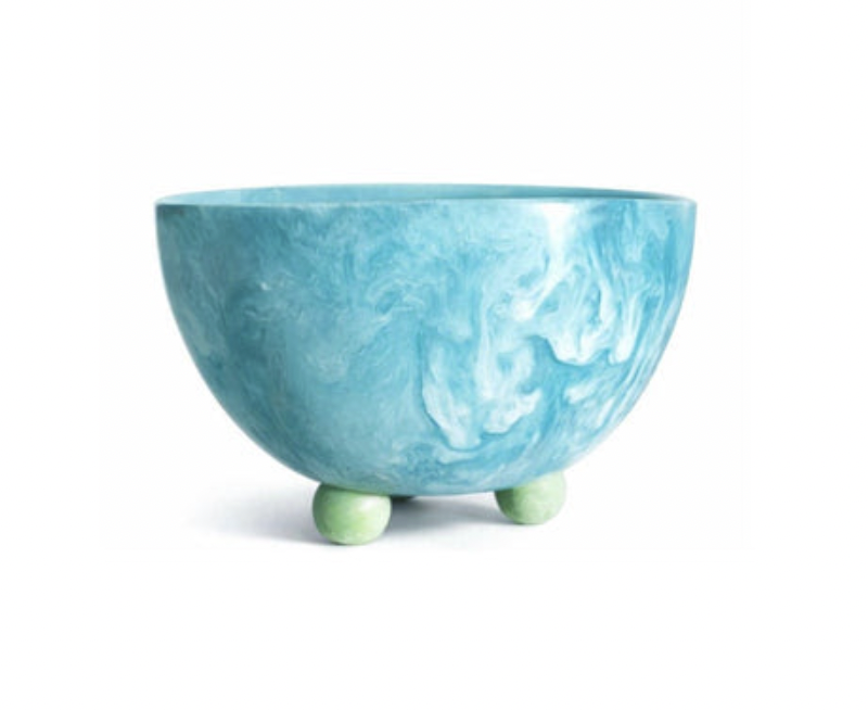 Blue Resin Footed Serving Bowl