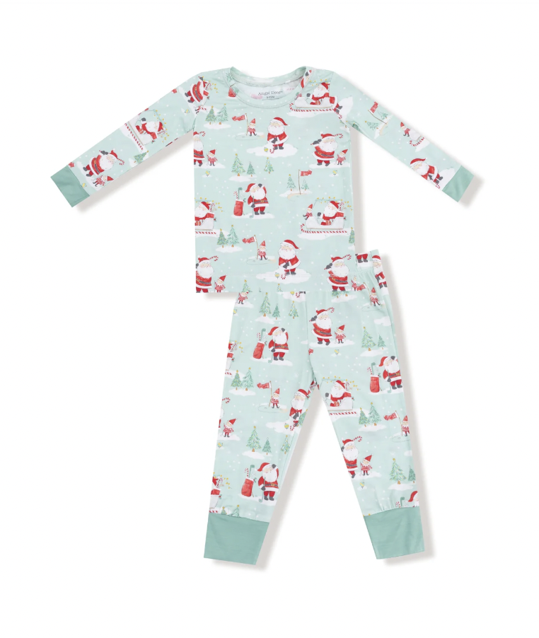 Golfing Santa and Elves Long Sleeve Pajamas