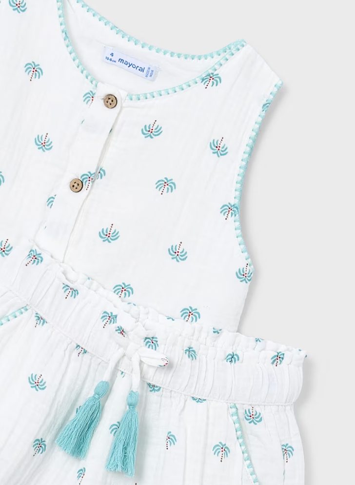 Palm Print Peplum Top + Short Set