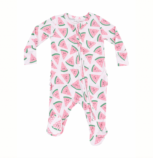 Watermelon Hearts Ruffle Footie