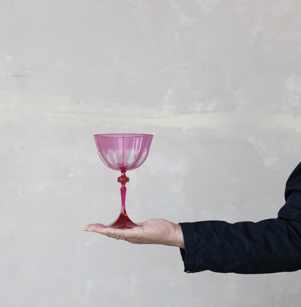 Fuchsia Acrylic Stemmed Cocktail/Wine Glass