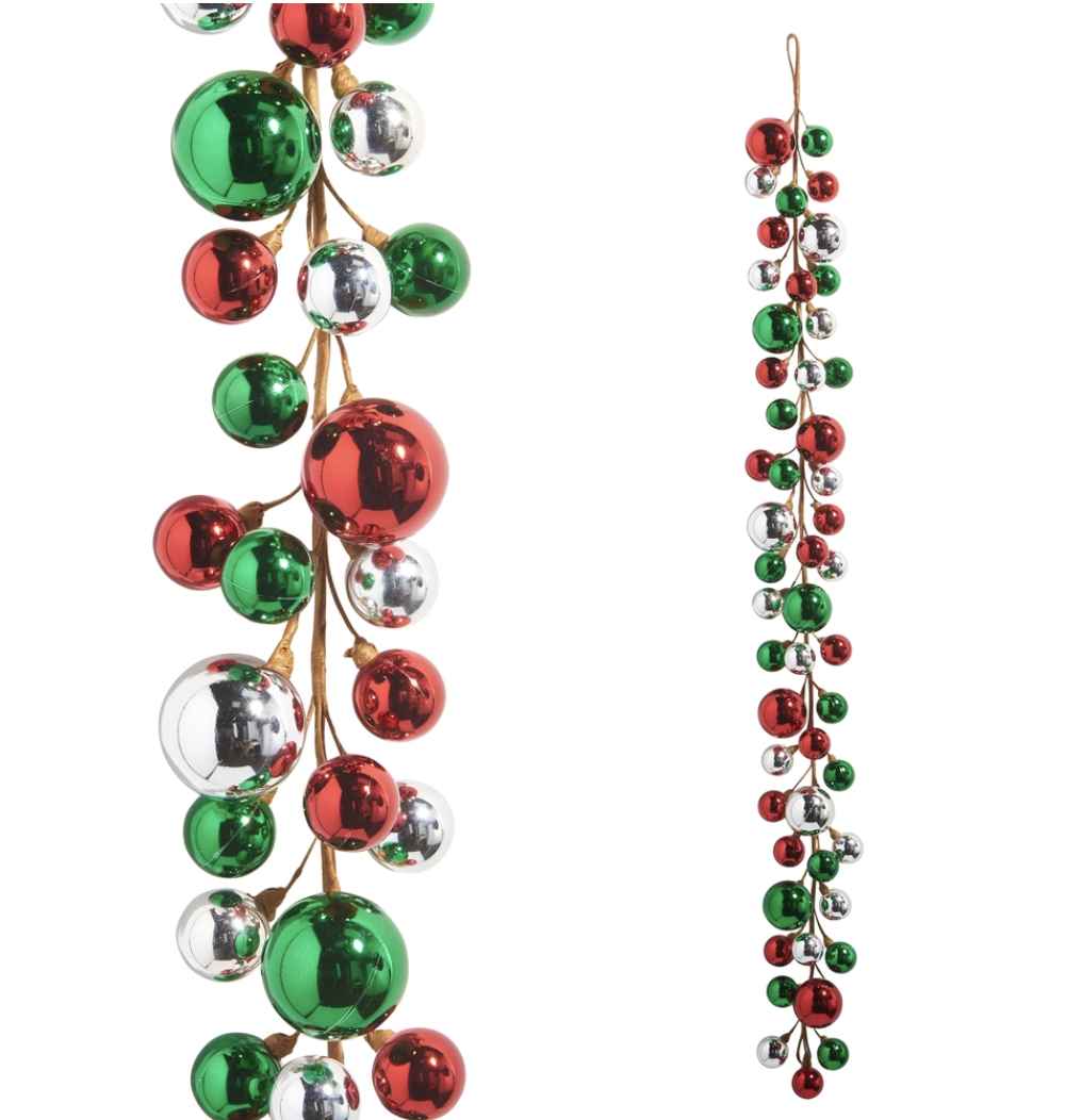 Red, Green, and Silver Ball Garland