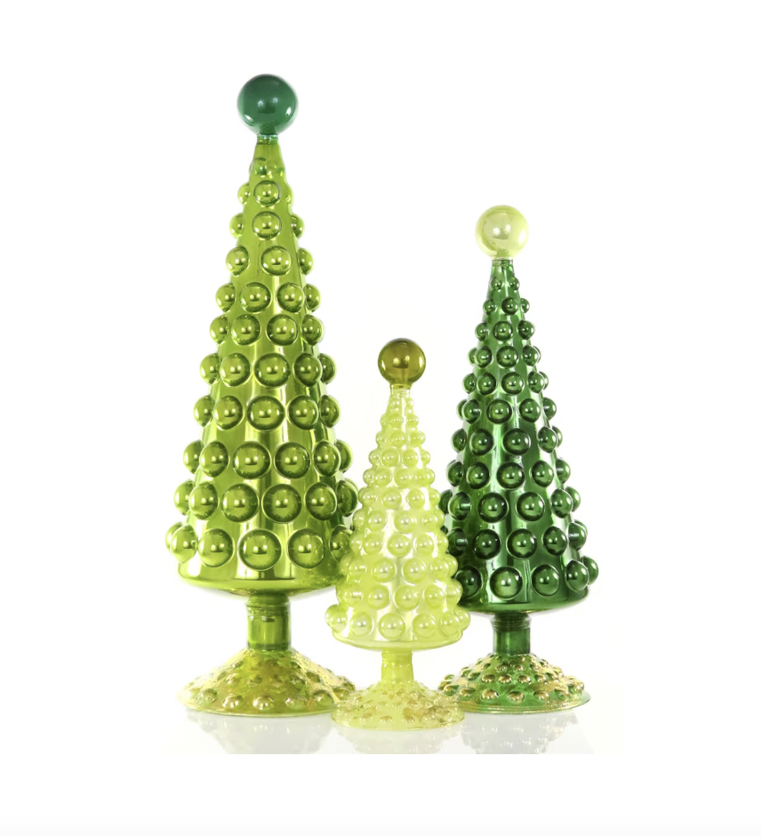 Green Mid-Century Hobnail Trees
