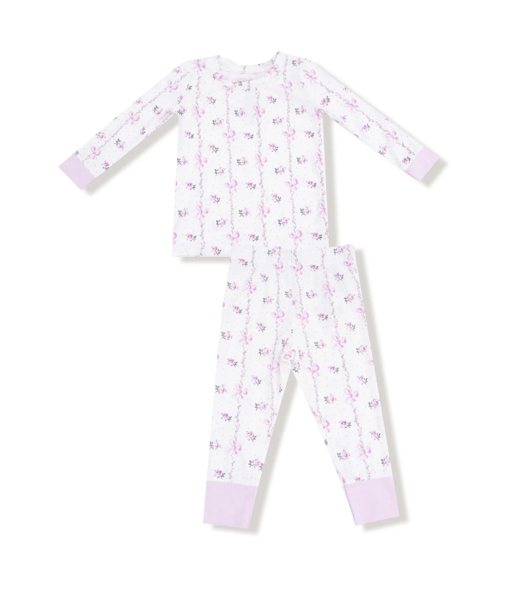 Dainty Buds and Bows Stripe Pajama Set