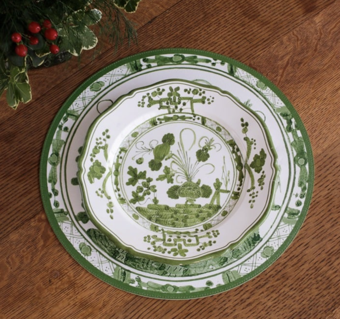 VIDA Faenza Dinner Plate - Set of 4 - Green & White