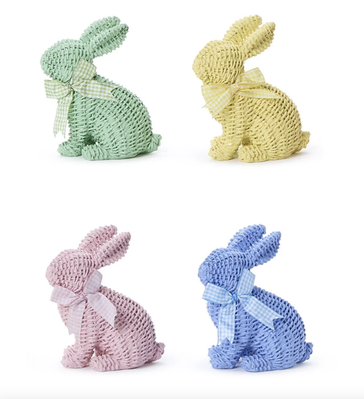 Pastel Basket Weave Bunny with Gingham Bow