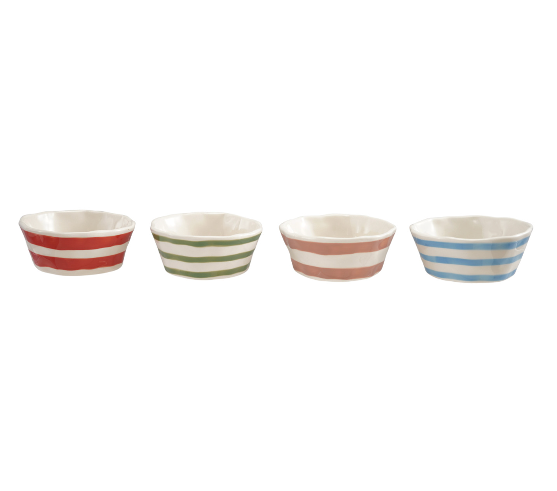 Hand-Painted Stoneware Striped Bowl