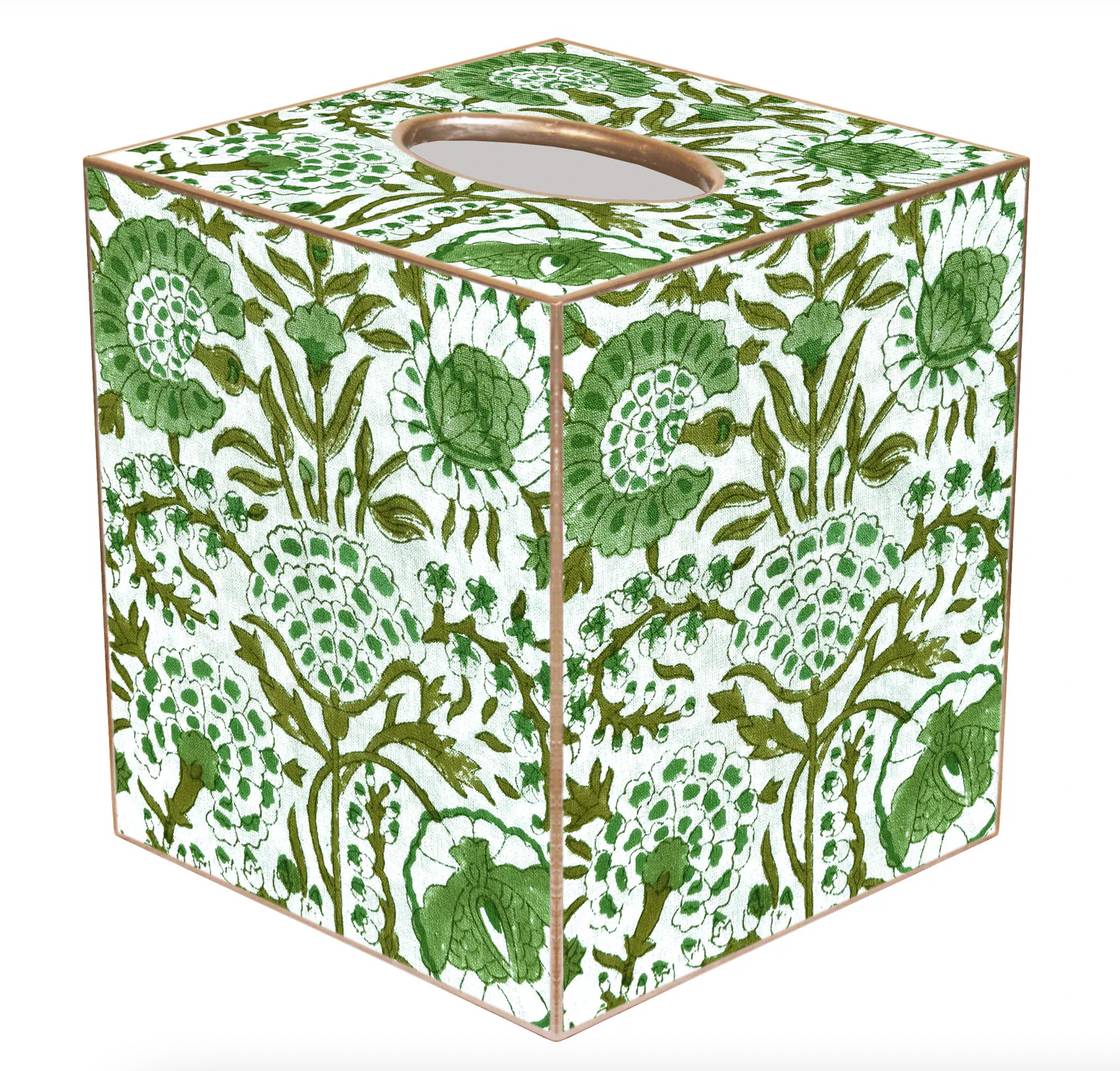Green Floral Block Tissue Box Cover