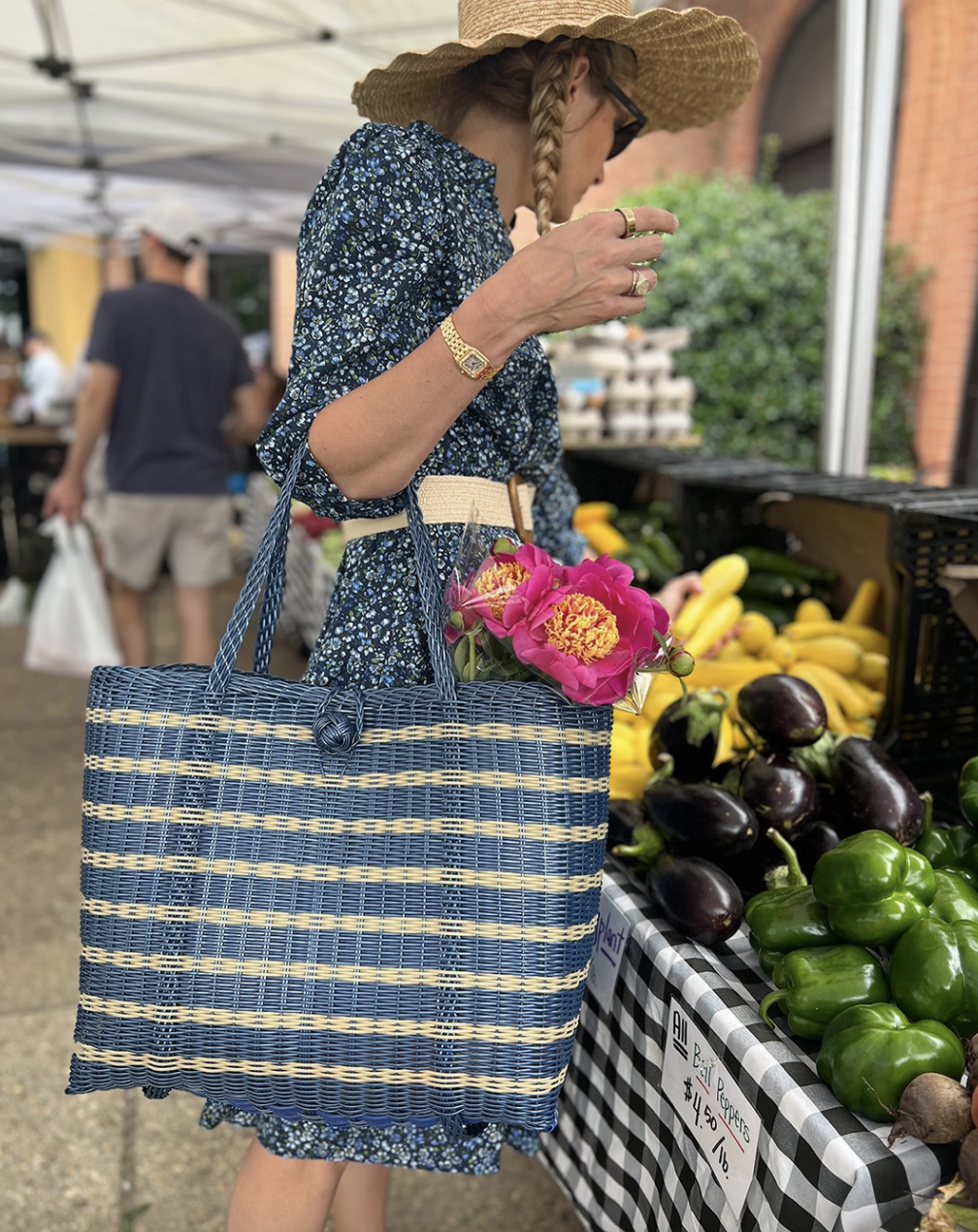 Woven Medium Tote in Sailor Stripe