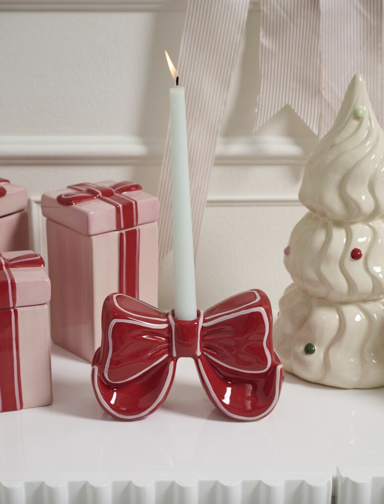 Big Red Bow Candleholder
