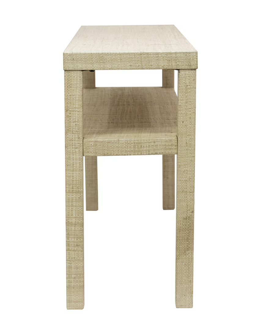 Raffia Wrapped Console Table with Shelf