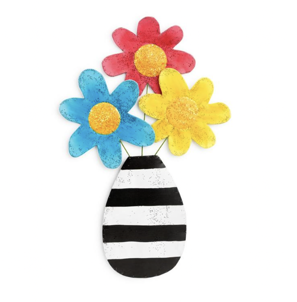 Flowers in Striped Vase Door Hanger