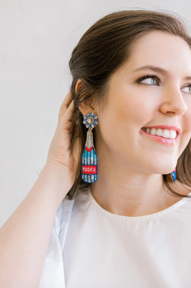 Vodka Bottle Beaded Earrings