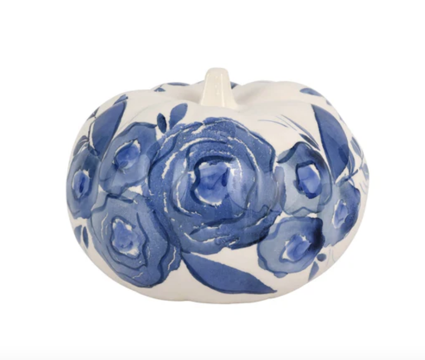 Blue Camellia Small Figural Pumpkin