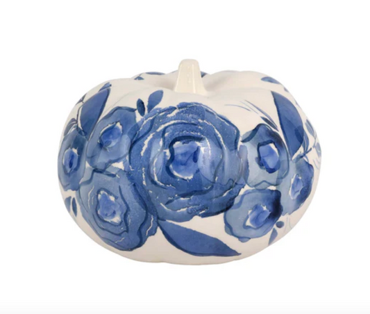 Blue Camellia Small Figural Pumpkin