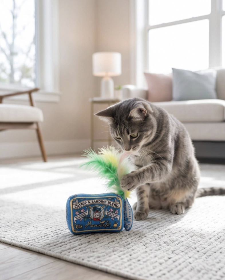 Meowwife Sardines Catnip Toy with Feathers