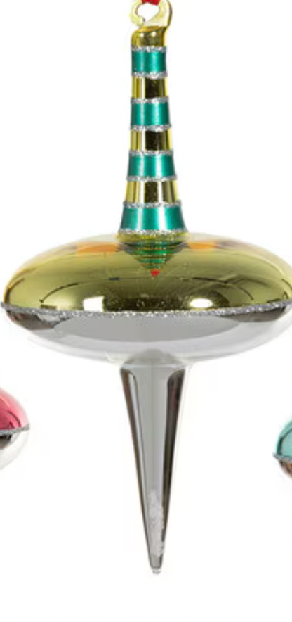 Retro Spinner Glass Ornament
