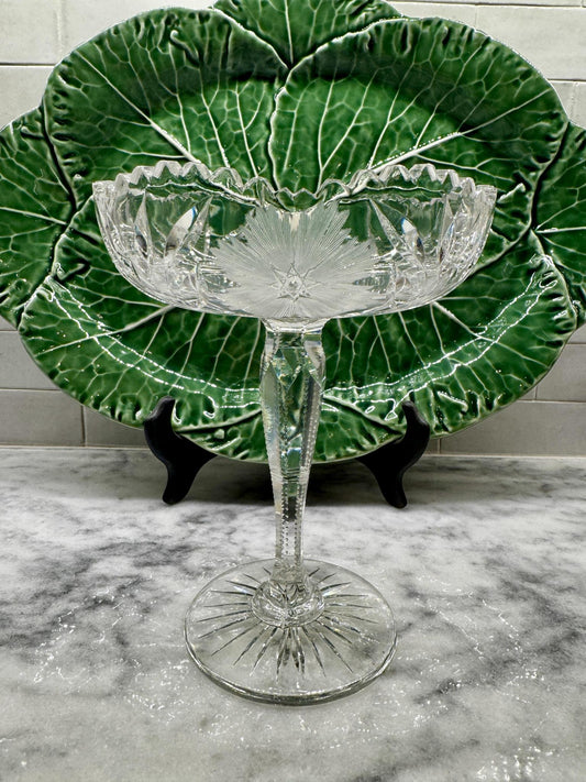 American Brilliant Cut Glass Crystal Pedestal Compote