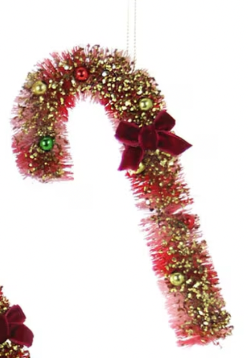 Vintage Bottle Brush Candy Cane Ornament