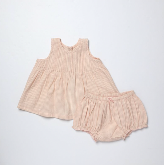 Pink Gingham Jaipur Two Piece Set