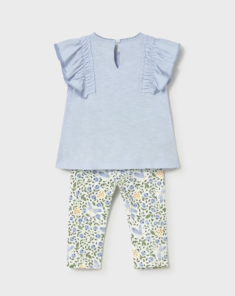 Ruffled T-Shirt + Printed Legging Set