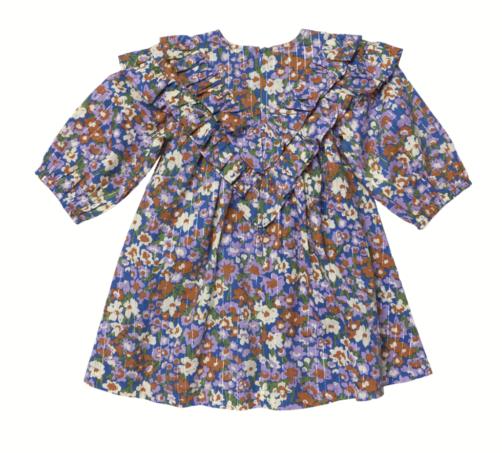 True Blue Sketched Purple Floral Everly Dress