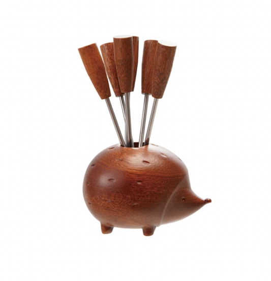 Wood Hedgehog Holder with Appetizer Picks