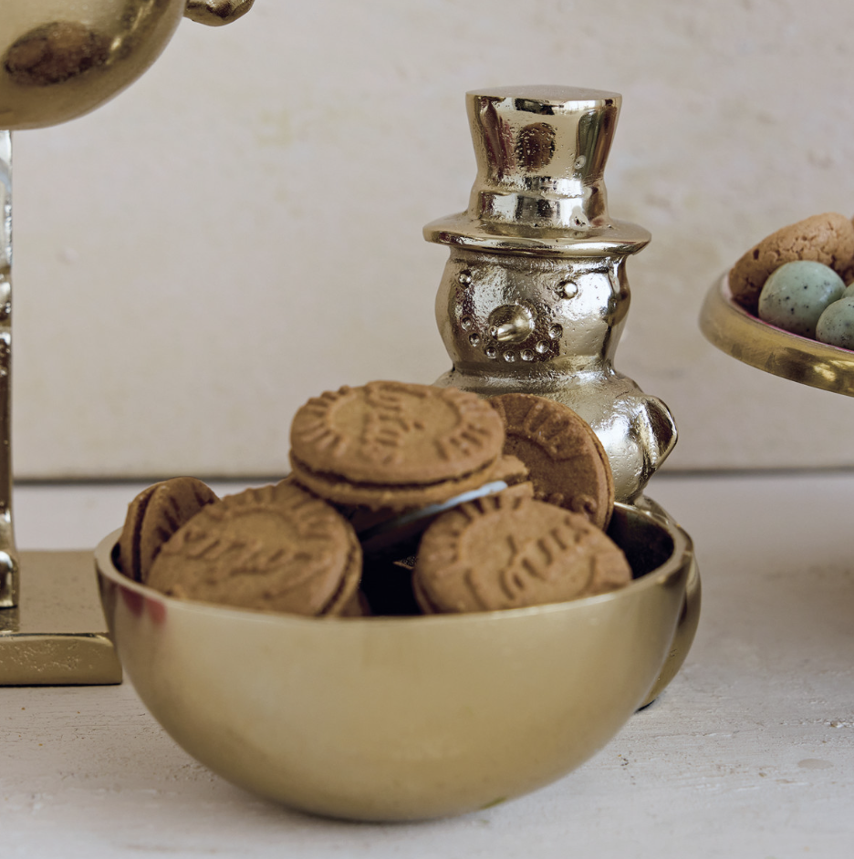 Gilded Aluminum Snowman Bowl