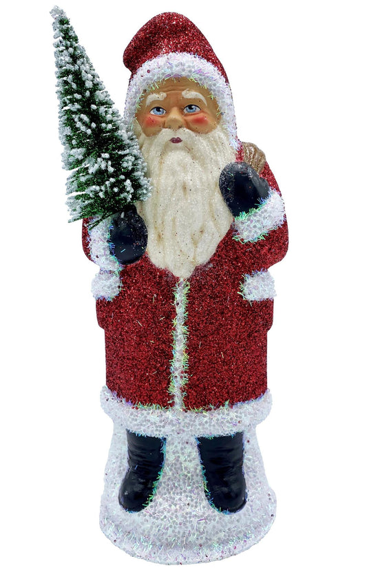 Red Glitter Santa with Bag Candy Container