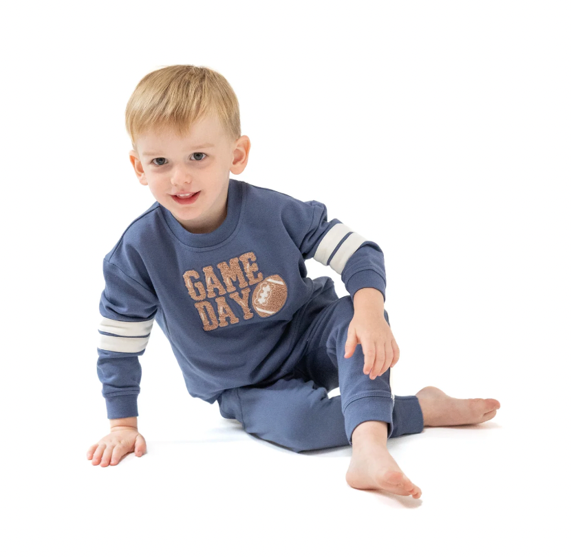 Game Day Drop Sleeve Sweatshirt with Varsity Stripes