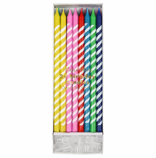 Bright Striped Party Candles