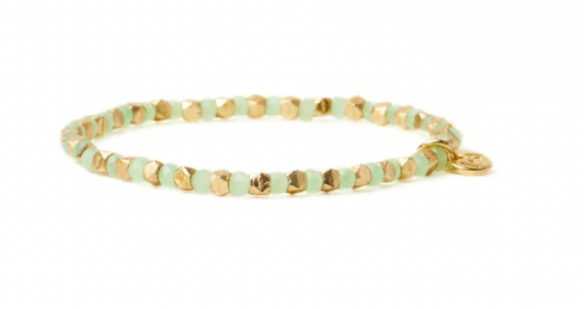 Mint + Gold Crystal Stretch Bracelet
