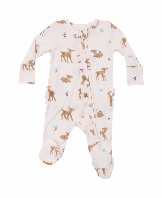 Soft Deer Ruffle Footie