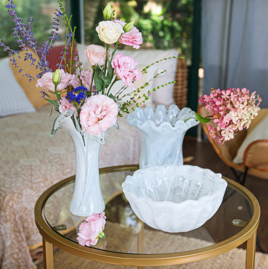 Onda Glass White Small Tulip Vase