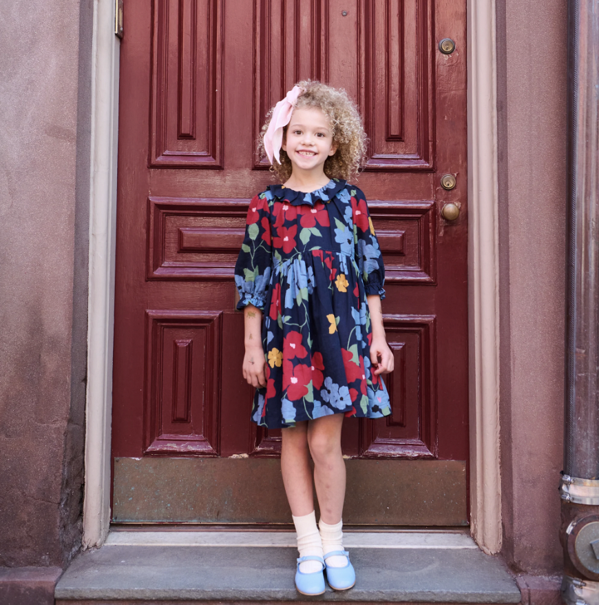 Navy Hibiscus Floral Amara Dress