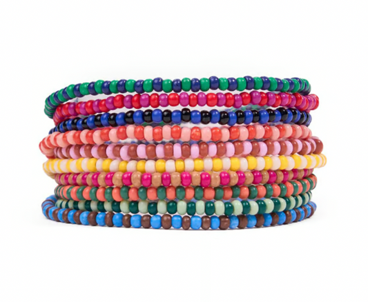 Multicolor Beaded 10 Strand Stretch Bracelets