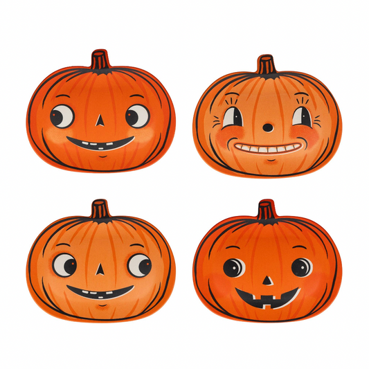 Vintage Pumpkin Bamboo Plates, Set of 4