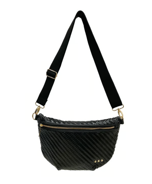 Black Diagonal Woven Westlyn Bum Bag