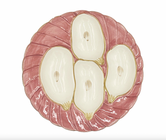 PInk Oyster Plate with Gold Detailing
