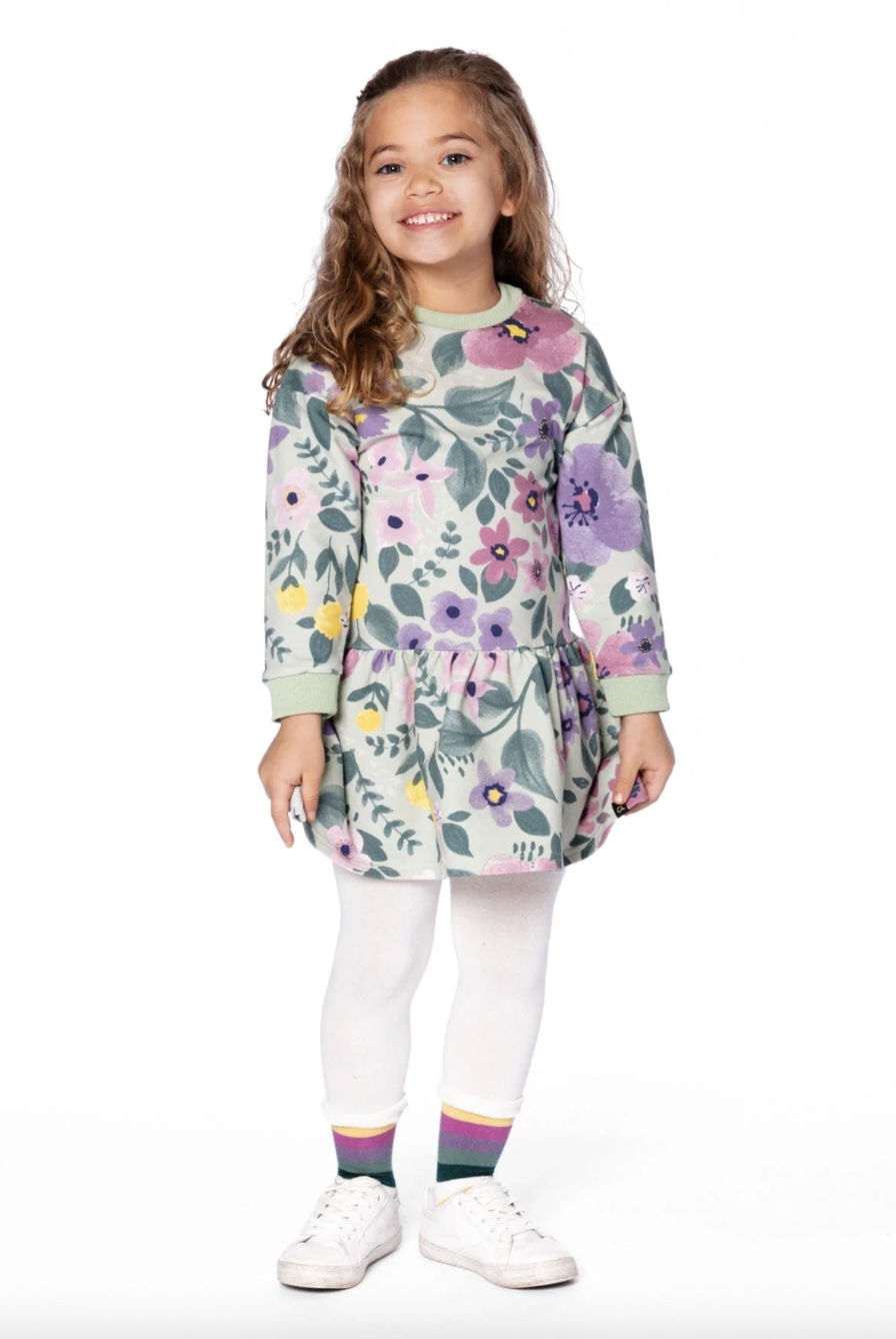 Sage Floral Stretch Fleece Dress