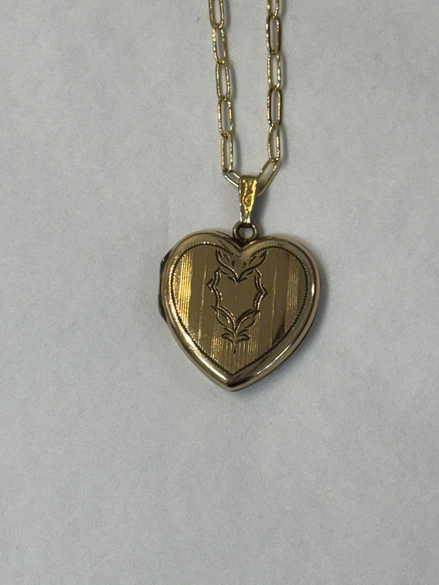 Antique Heart Locket on Dainty Paperclip Chain