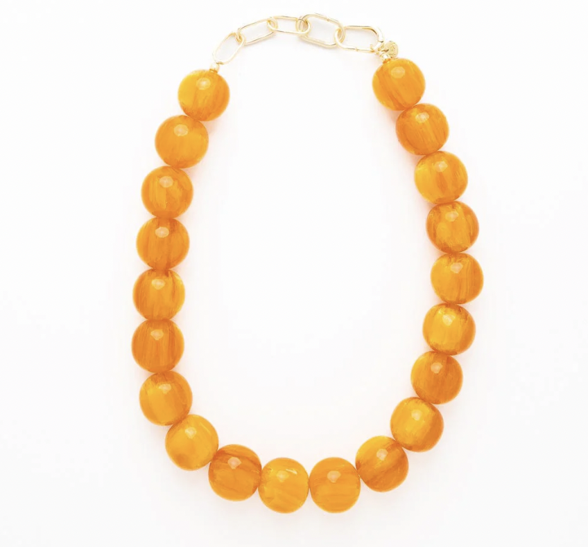 Large Amber Resin Bead Necklace