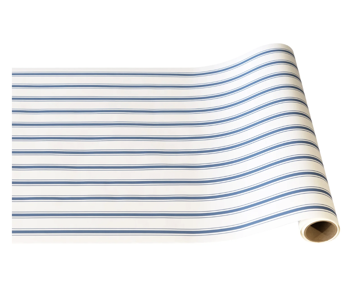 Cornflower Blue Linen Stripe Runner