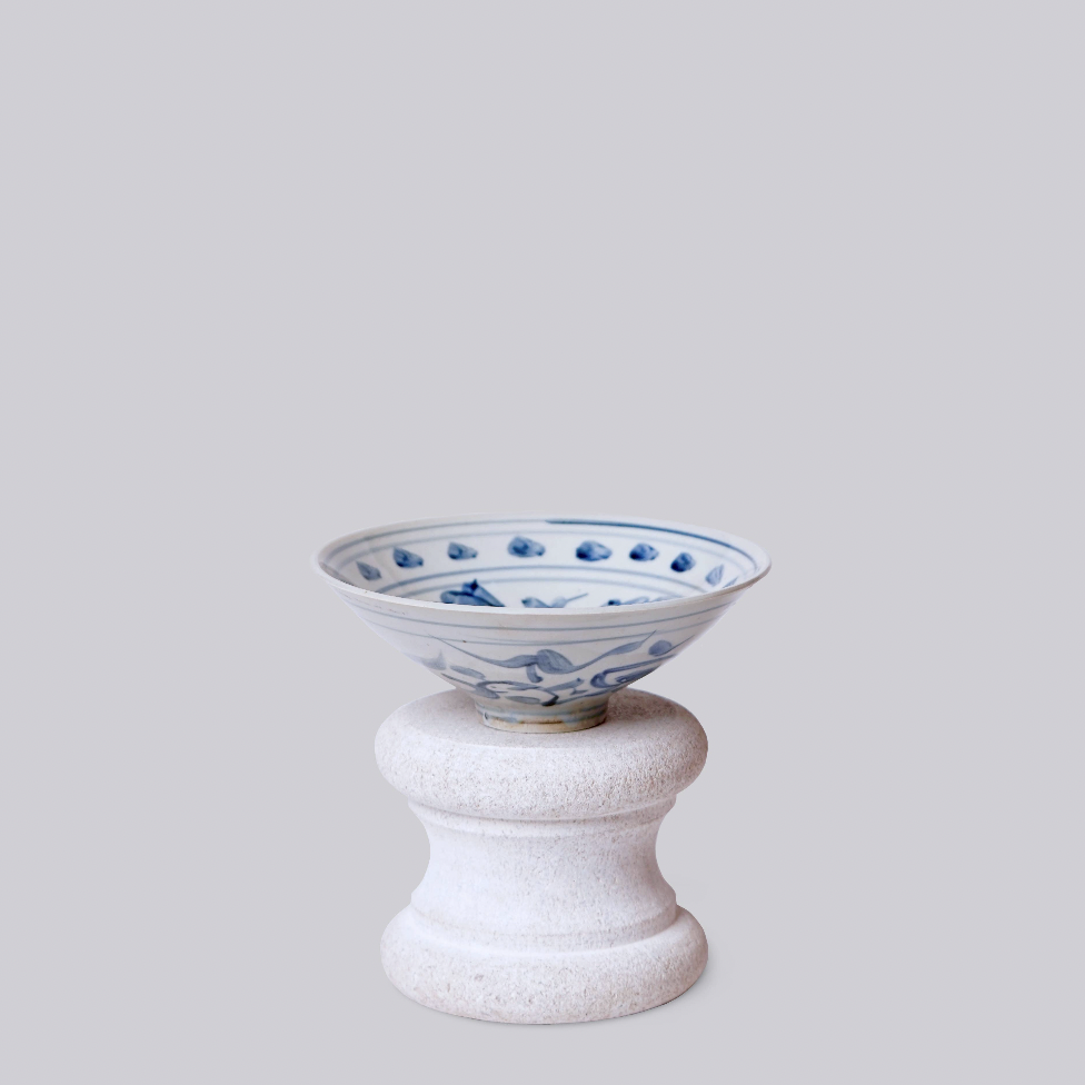 Blue and White Porcelain Peony Conical Bowl